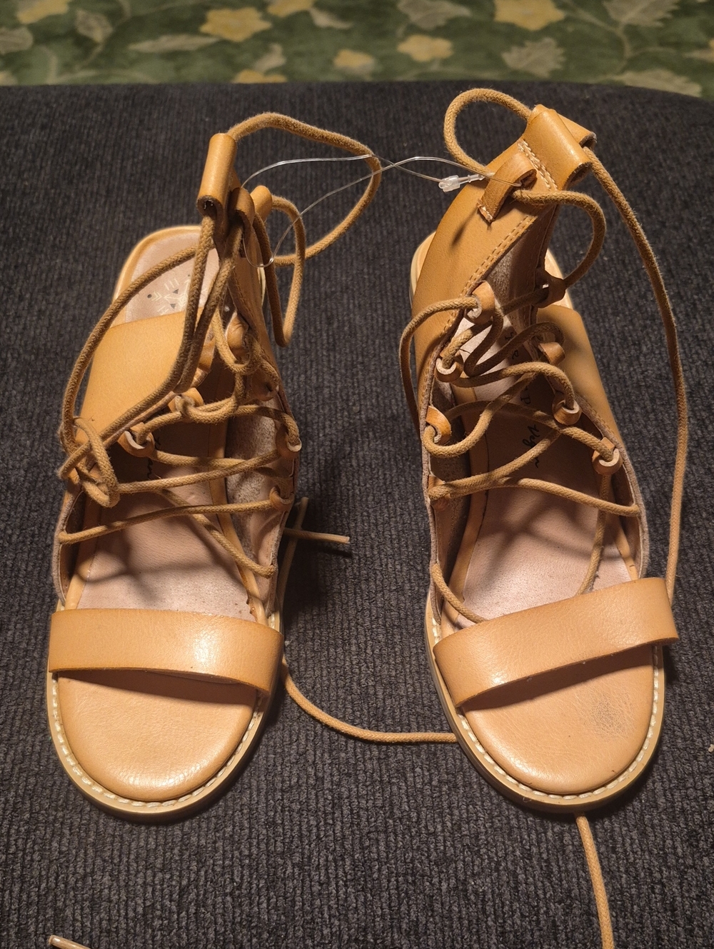 Free People Tan Lace-Up Gladiator Sandals